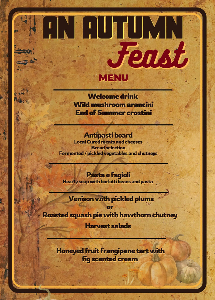 An Autumn Feast:  A Long Table Seasonal Supper Saturday 13 September 7 pm